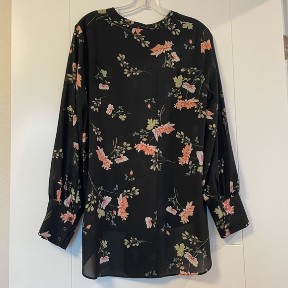 Rachel Roy Black Floral Long Sleeve Blouse - Picture 3 of 10